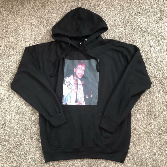 lil peep Other - Lil Peep Graphic Portrait Hoodie Black Size Large